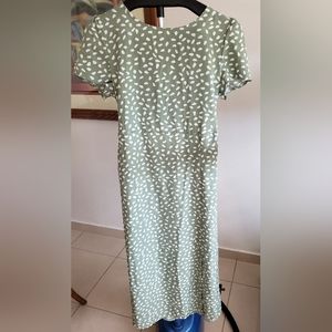 Green and white designs dress